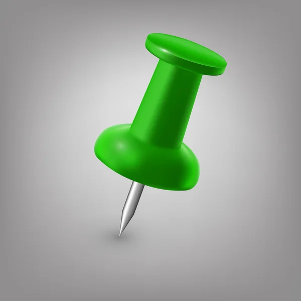 Green push pin isolated, vector. — Stock Vector
