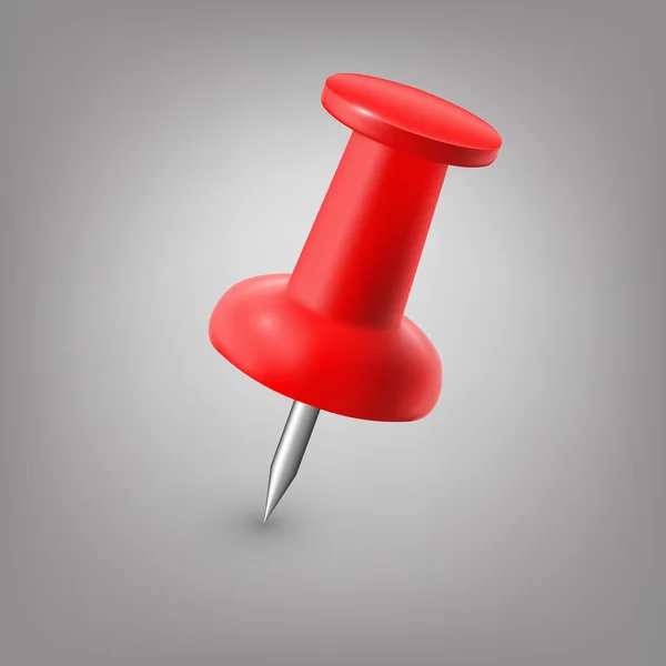 Red push pin isolated, vector. — Stock Vector