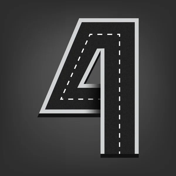 Fyra nummer. Road teckensnitt — Stock vektor