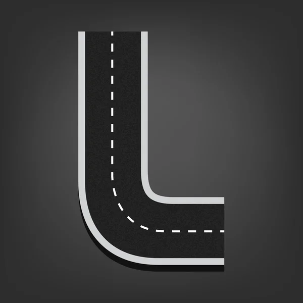 L letter. Road font — Stock Vector