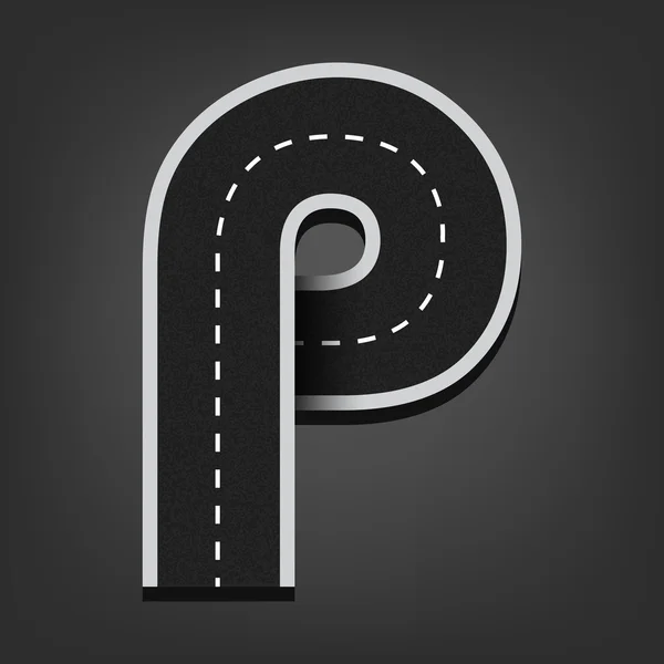 P de brief. Road lettertype — Stockvector