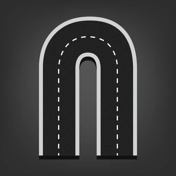 N 文字。道路フォント — ストックベクタ