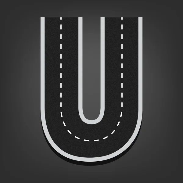 U letter. Road font — Stock Vector