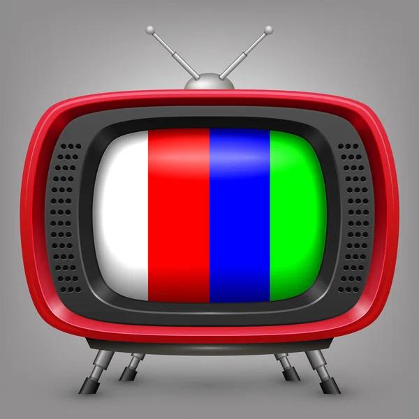 Retro red tv with color strips — Stock Vector