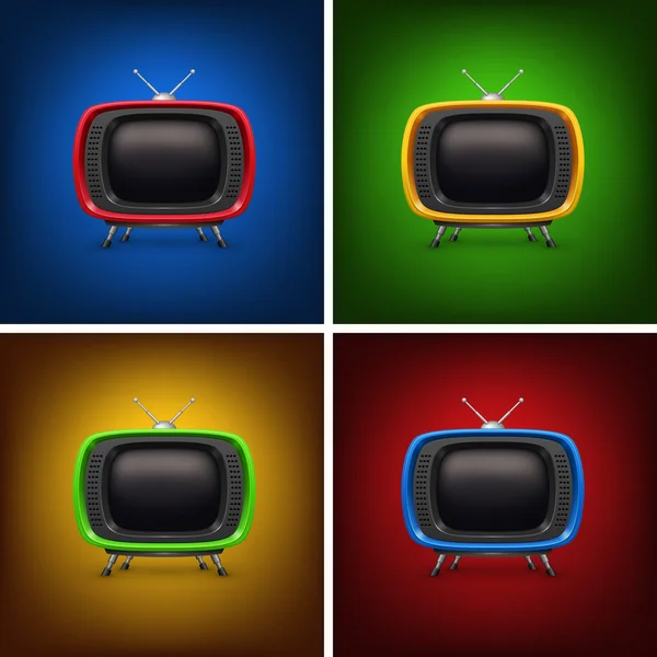 Set retro color tv with background — Stock Vector