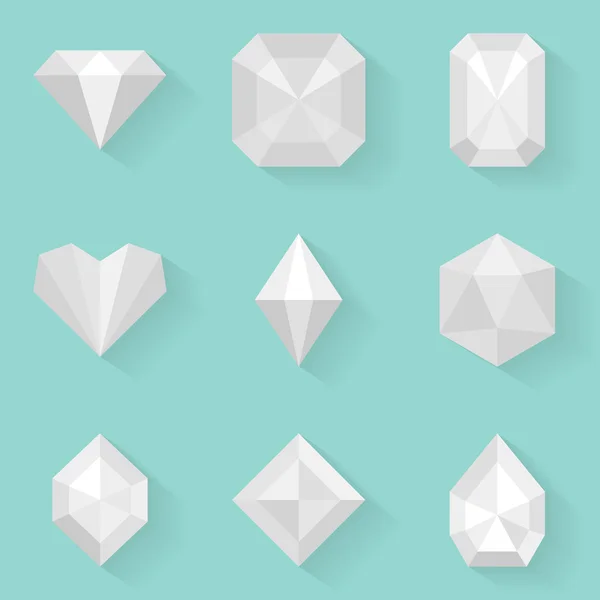 Düz Icon set. Elmas. Beyaz stili