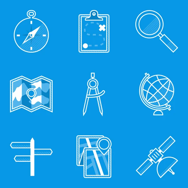 Blueprint icon set. Navigation — Stock Vector