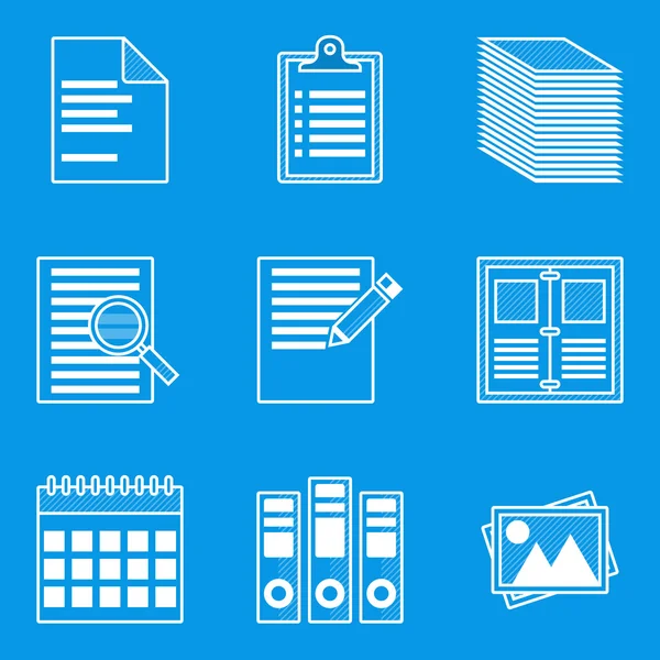 Blueprint icon set. Paper — Stock Vector
