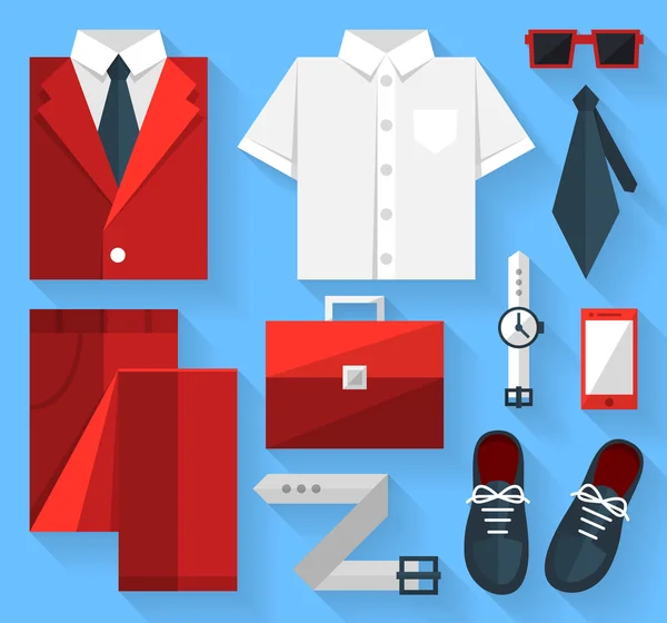 フラットのビジネス コレクション ドレス。赤い色 — ストックベクタ