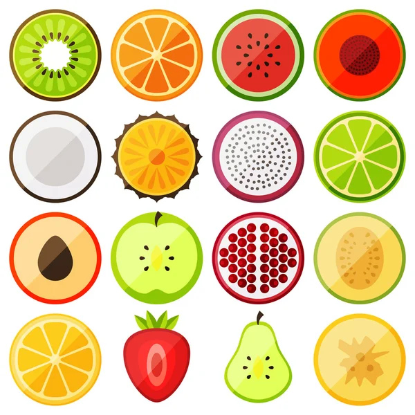 Fruits icône plat — Image vectorielle