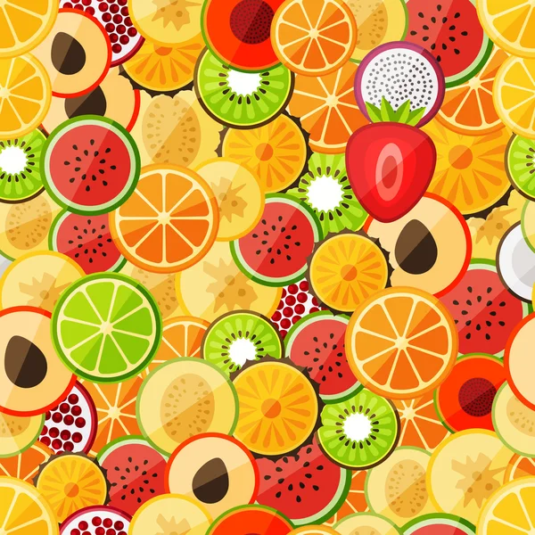 Бесшовный рисунок нарезанных фруктов — стоковый вектор