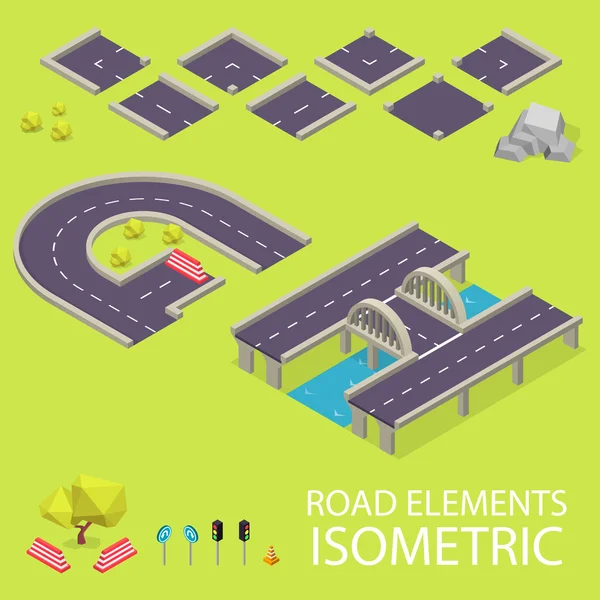 Road elements isometric. Road font. Letters G and H — Stock Vector