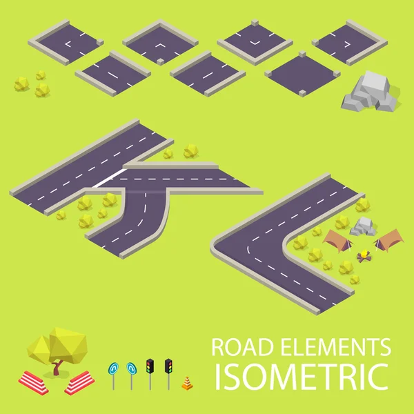 Elementos viales isométricos. Fuente Road. Letras K y L — Archivo Imágenes Vectoriales