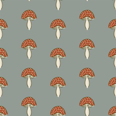 Dekorasyon, tekstil, kırtasiye, kumaş için mantar ve bitkilerle kusursuz vektör deseni