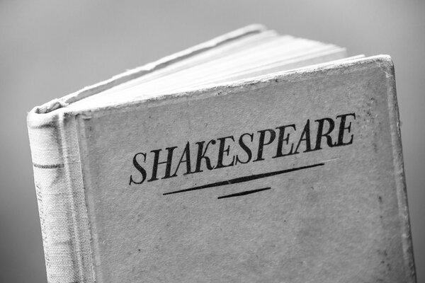 A black and white cover of a book by Shakespeare