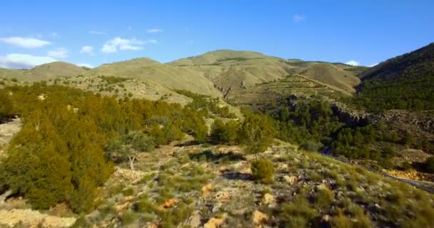 4K Aerial, Полет над ущельем и рекой в Андалусии, Испания — стоковое видео