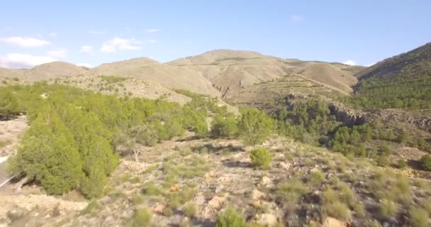 4K Aerial, Полет над ущельем и рекой в Андалусии, Испания — стоковое видео