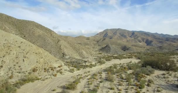 4K Aerial, Flight over a dry riverbed in a desert in Andalusia, Spain — Stock Video