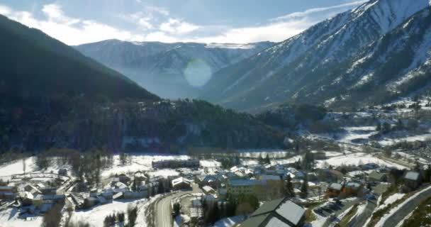 4k, snötäckta bergen i Andorra — Stockvideo