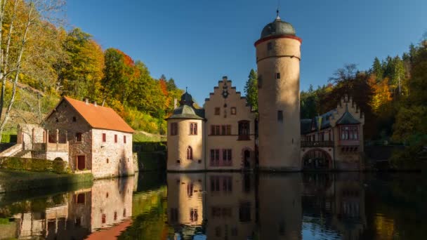 4 k Timelapse, Mespelbrunn slott, Spessart, Tyskland — Stockvideo