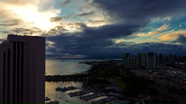 4K Timelapse, Vista em Waikiki Beach, Honolulu, Big Island, Havaí — Vídeo de Stock