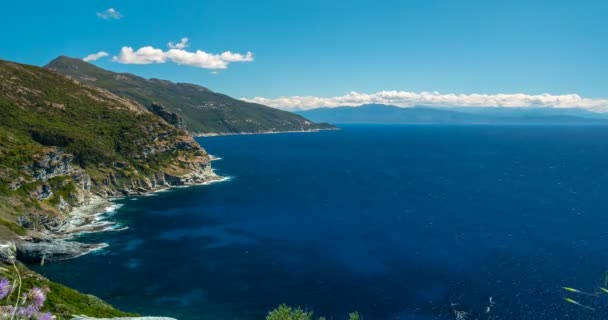 4K, Time Lapse, Pemandangan tepi laut di Nonza, Korsika — Stok Video