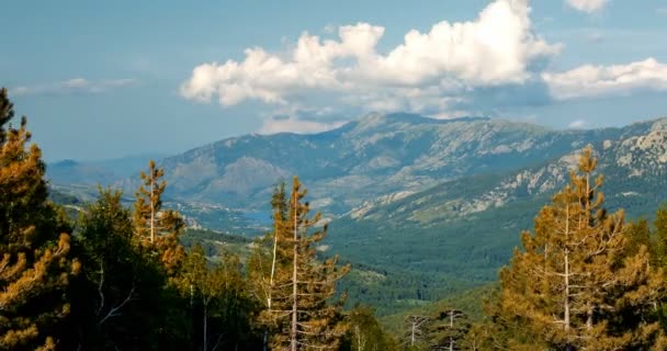 4k, Zeitraffer, weite Sicht auf den Col de Vergio, Korsika — Stockvideo