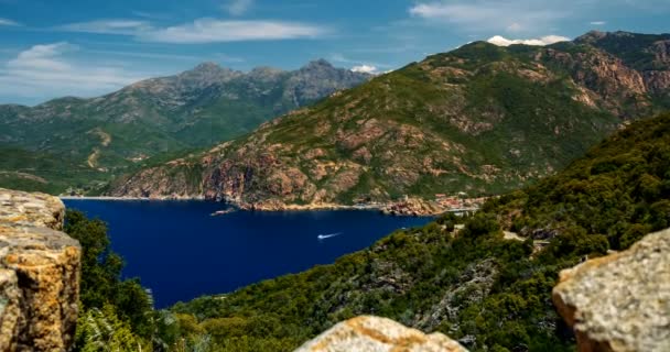 4k, tid förflutit, syn på Porto, Corsica — Stockvideo