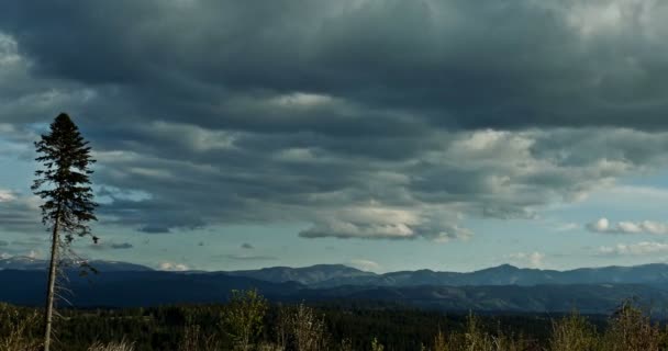 4K, Time Lapse, Nubes en movimiento sobre el bosque eslovaco — Vídeos de Stock
