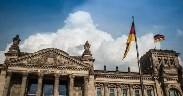 4K, Time Lapse, Primer plano del edificio del Reichstag, Berlín — Vídeo de stock