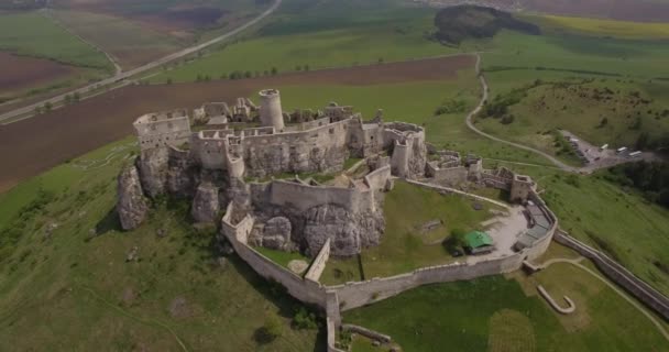 4K Aerial, Castelo Antigo, Spissky Hrad na Eslováquia — Vídeo de Stock