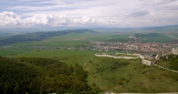 4K Aérea, Castillo Antiguo, Spissky Hrad en Eslovaquia — Vídeos de Stock