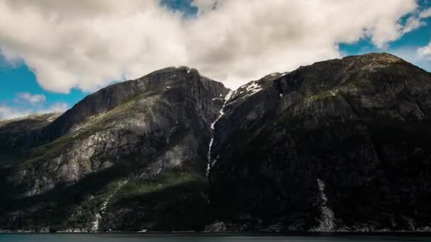 Timelapse, Paisagem, Nuvens, Montanhas, Fiordes em Noruega — Vídeo de Stock