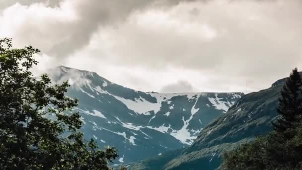 Timelapse, Paisagem, Nuvens, Montanhas, Fiordes em Noruega — Vídeo de Stock