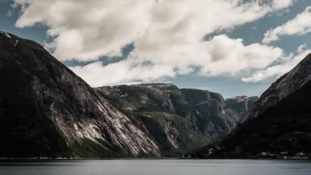 Timelapse, pejzaż, chmury, góry, Fiordy Norwegii — Wideo stockowe