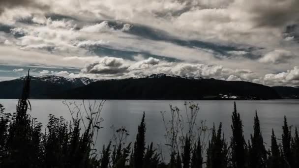 Timelapse, Landscape, Clouds, Mountains, Fjords in Norway — Stock Video