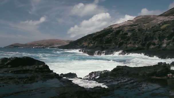 1080p, Shore Line, Coast Line, Hawaii con grandi onde — Video Stock