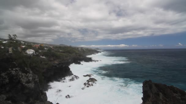 Linii brzegowej, Ile de la Reunion — Wideo stockowe