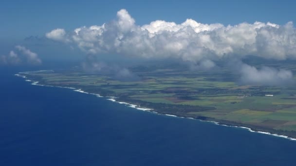 Uçuş uzun kıyı şeridi, Ile De La Reunion yukarıda — Stok video