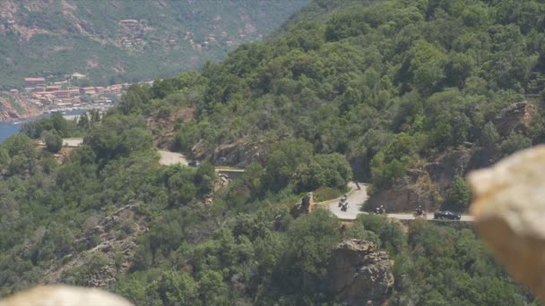Bikers, Campervans and Mobile Homes on Corsica — Stock Video