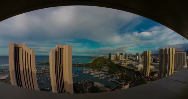 4 k Timelapse z Honolulu, Hawaje, rybie oko — Wideo stockowe