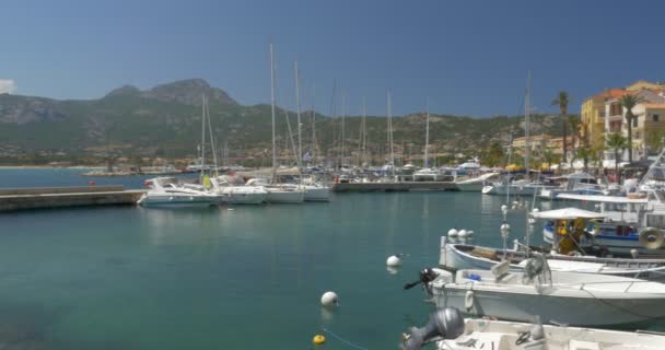 4k, calvi hafen, promenade, korsika — Stockvideo