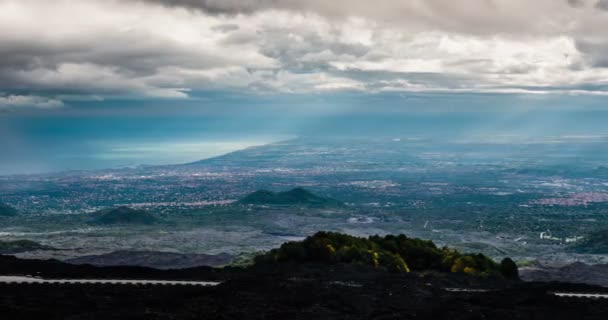 4K, Timelapse épico del Etna a la costa este, Sicilia — Vídeos de Stock