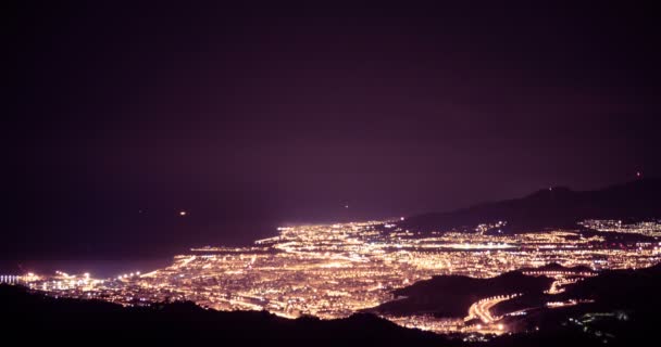 Nacht tijd verval van Malaga op new years eve, Andalusie, Spanje — Stockvideo