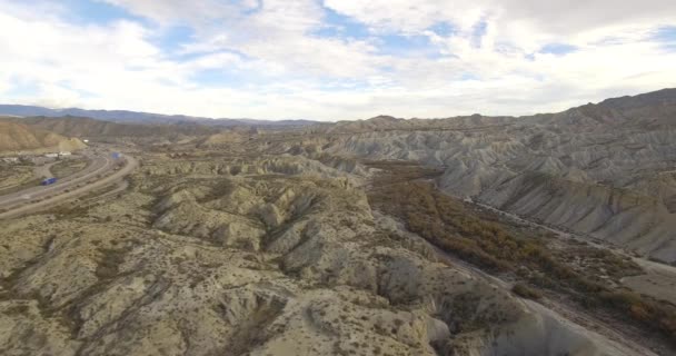 4k Vue Aérienne dans le Désert, Sierra Alhamila, Espagne — Video