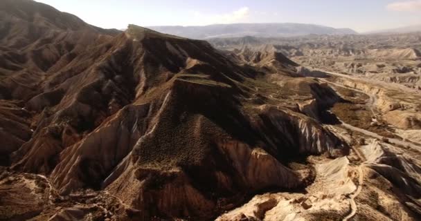 4k Vue Aérienne dans le Désert, Sierra Alhamila, Espagne — Video