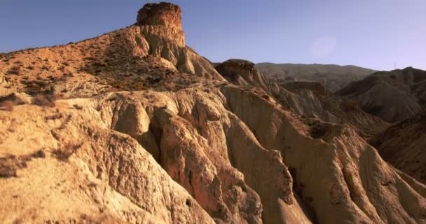 4k Vista aérea no deserto, Sierra Alhamila, Espanha — Vídeo de Stock