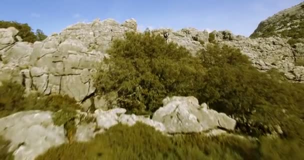 4K Aerial flight close to mountains and along mountain ranges in Andalusia — Stock Video