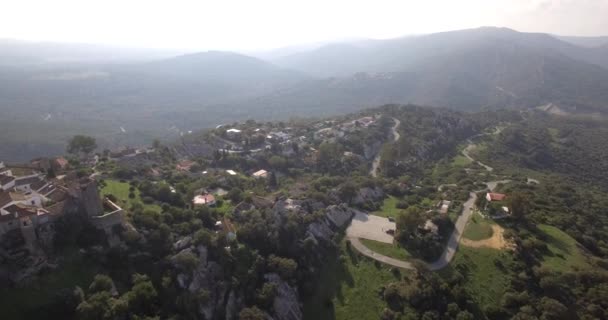 4k Воздушный, Полет вдоль красивого Кастильо де Кастеллар, Андалусия, Испания — стоковое видео