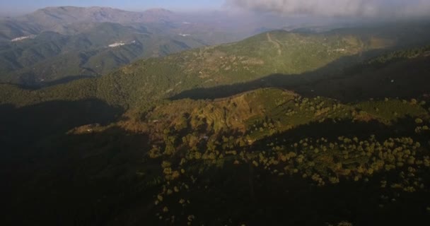 4K aerial, Lot nad lasem, na uboczu, Andaluzja, Hiszpania — Wideo stockowe